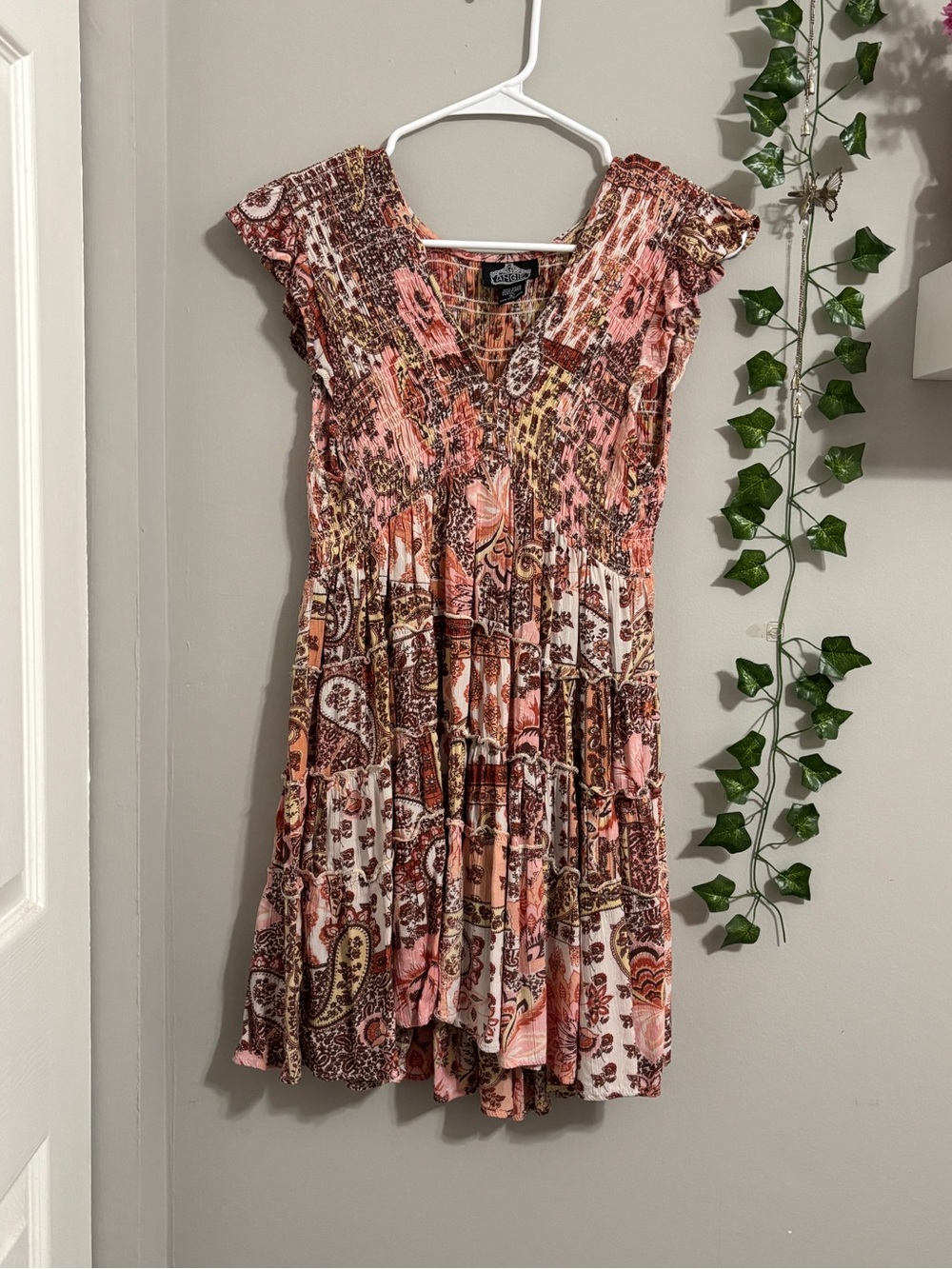 Angie Pink and Brown Fall Dress